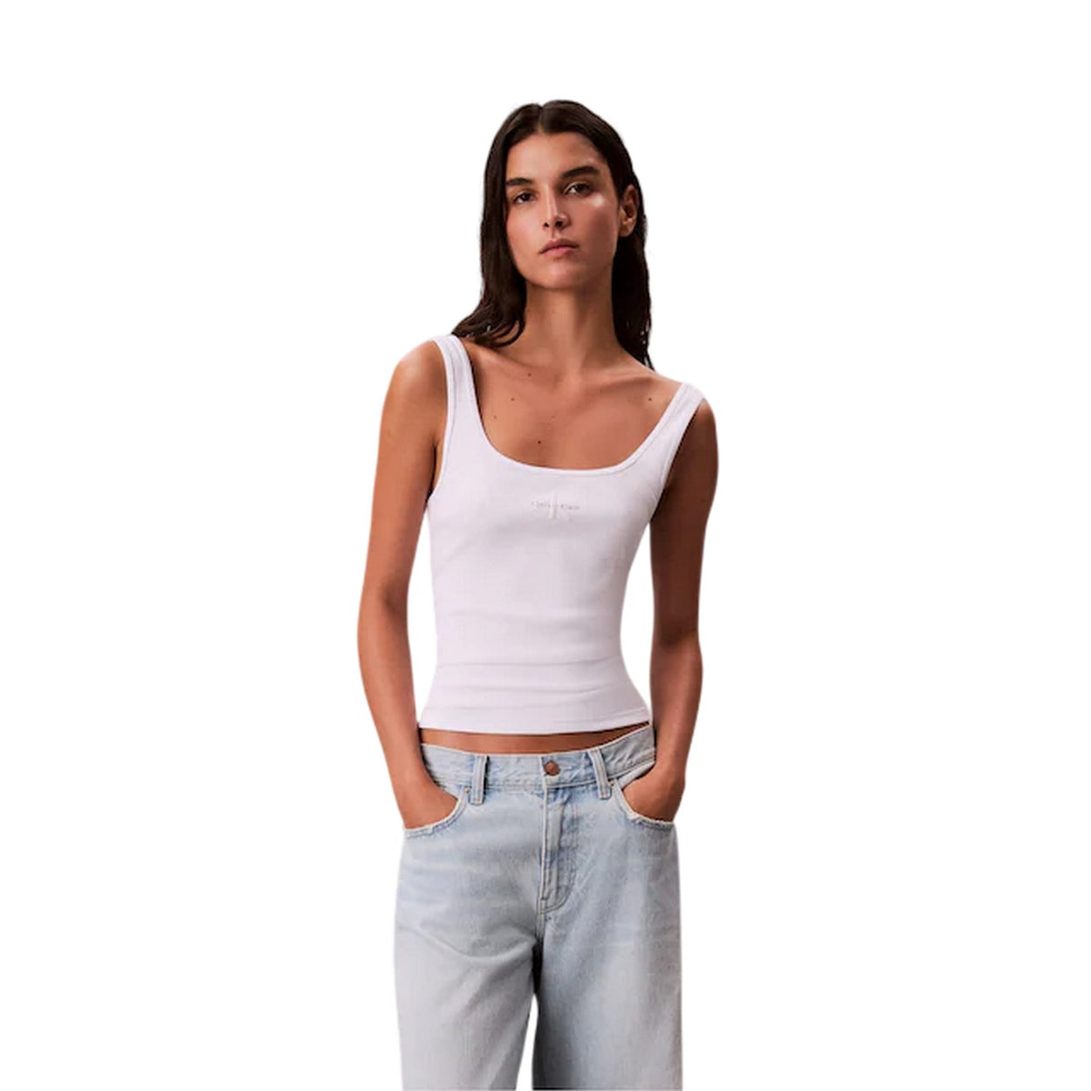 White - Front - Calvin Klein Womens-Ladies Tank Top