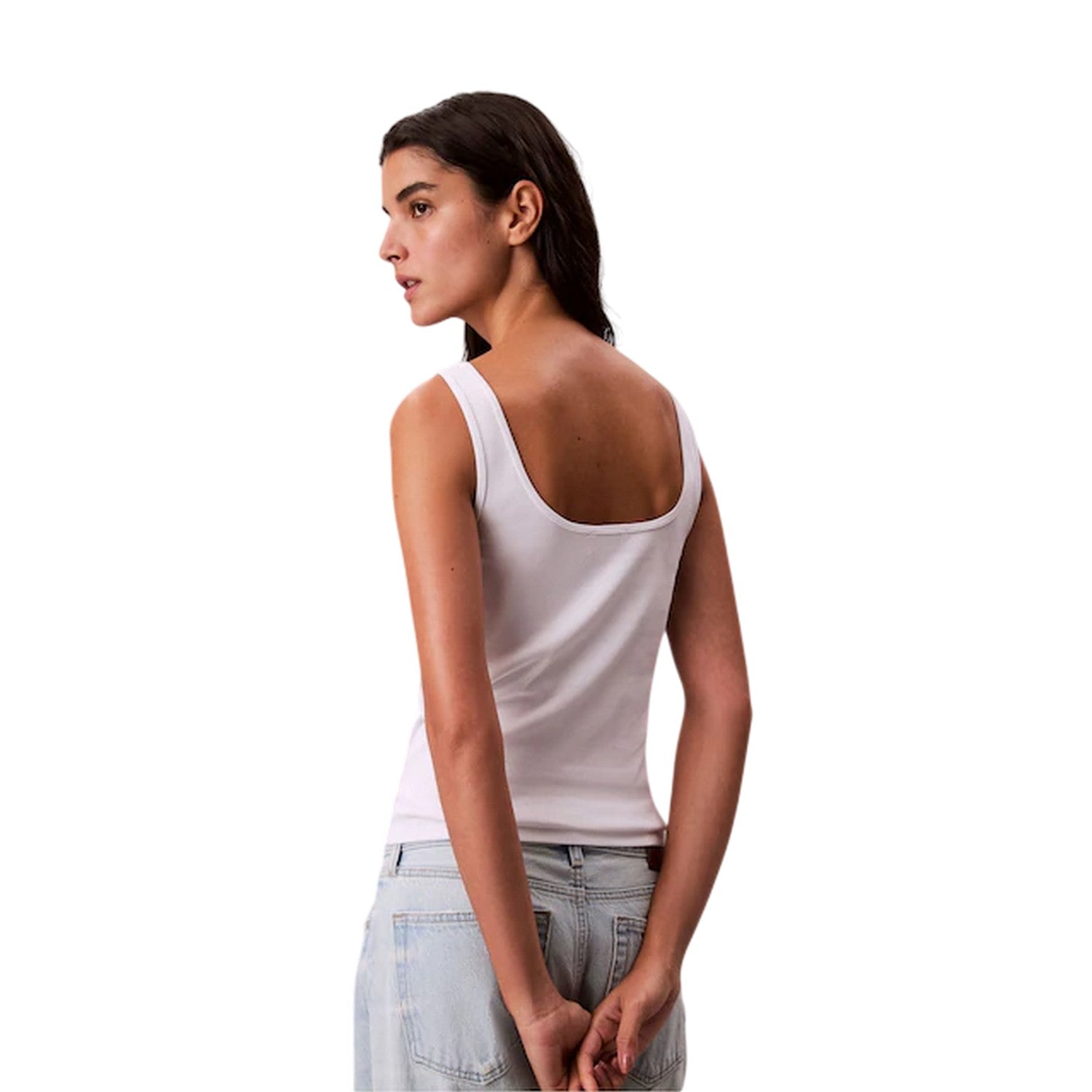 White - Back - Calvin Klein Womens-Ladies Tank Top