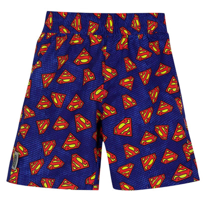 Blue - Front - Superman Childrens-Kids All Over Logo Swim Shorts