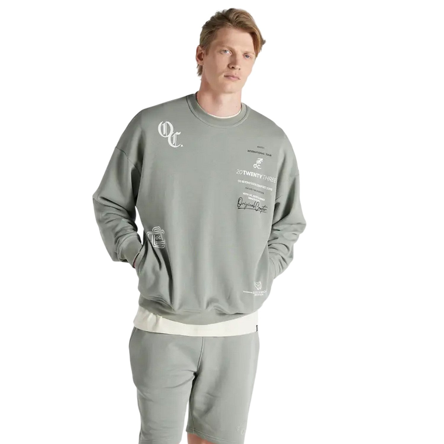 Laurel Green - Front - Original Creator Mens Health Club Relaxed Fit Sweatshirt