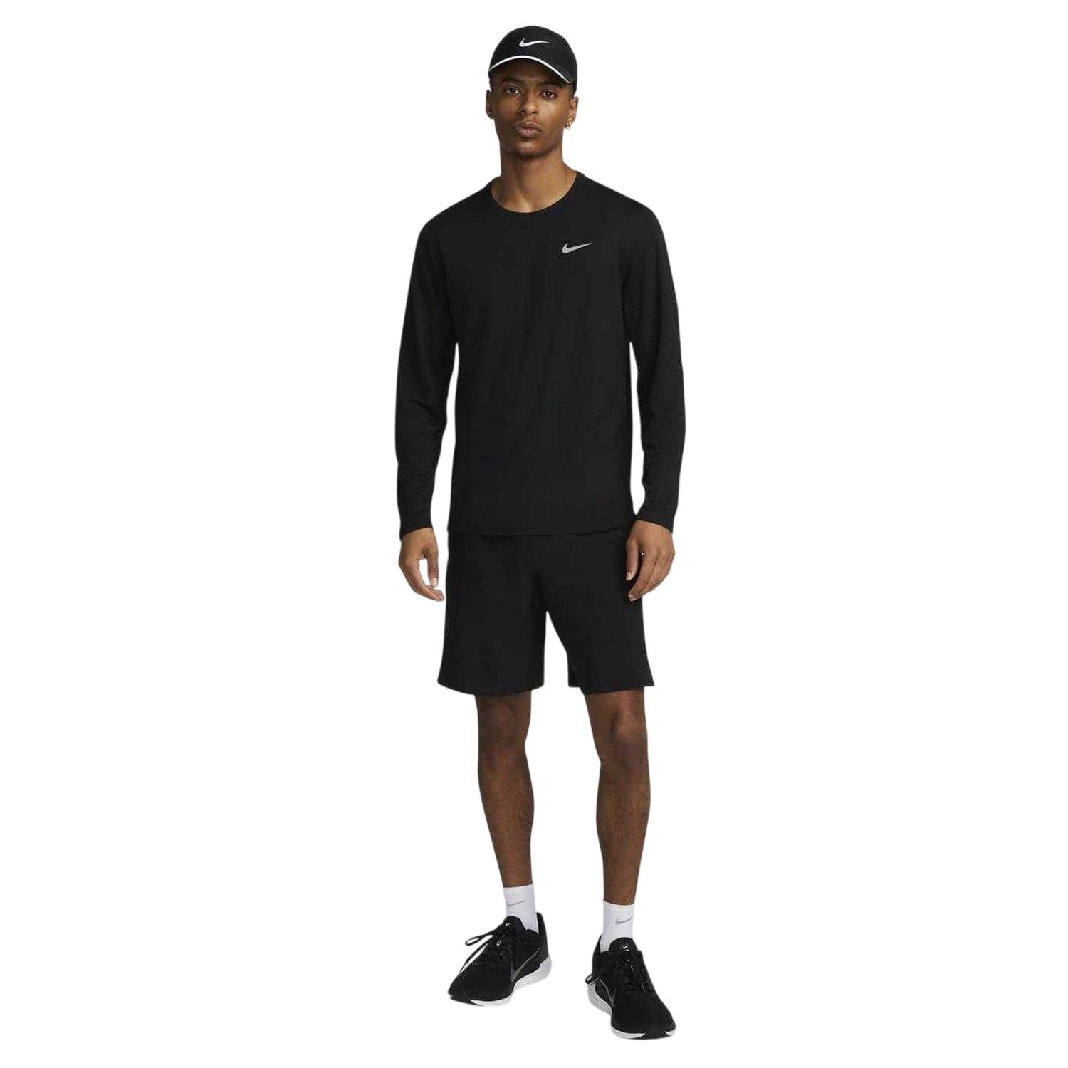 Black - Side - Nike Mens Miler UV Dri-FIT Running Top