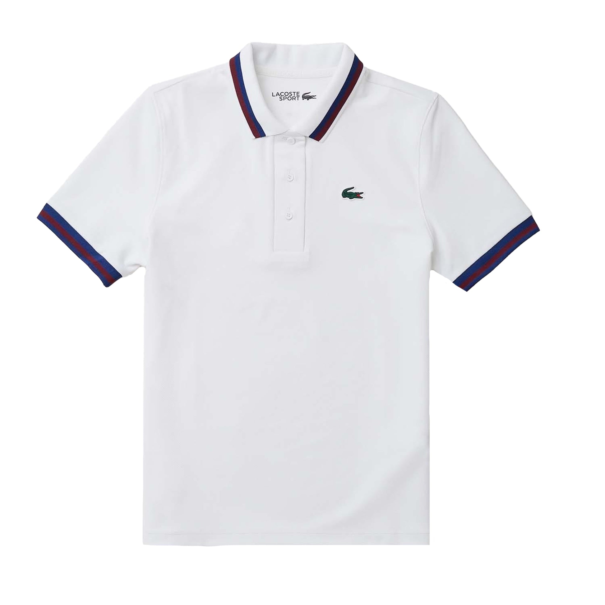 White - Front - Lacoste Womens-Ladies Stripe Detail UV Protection Tennis Polo Shirt