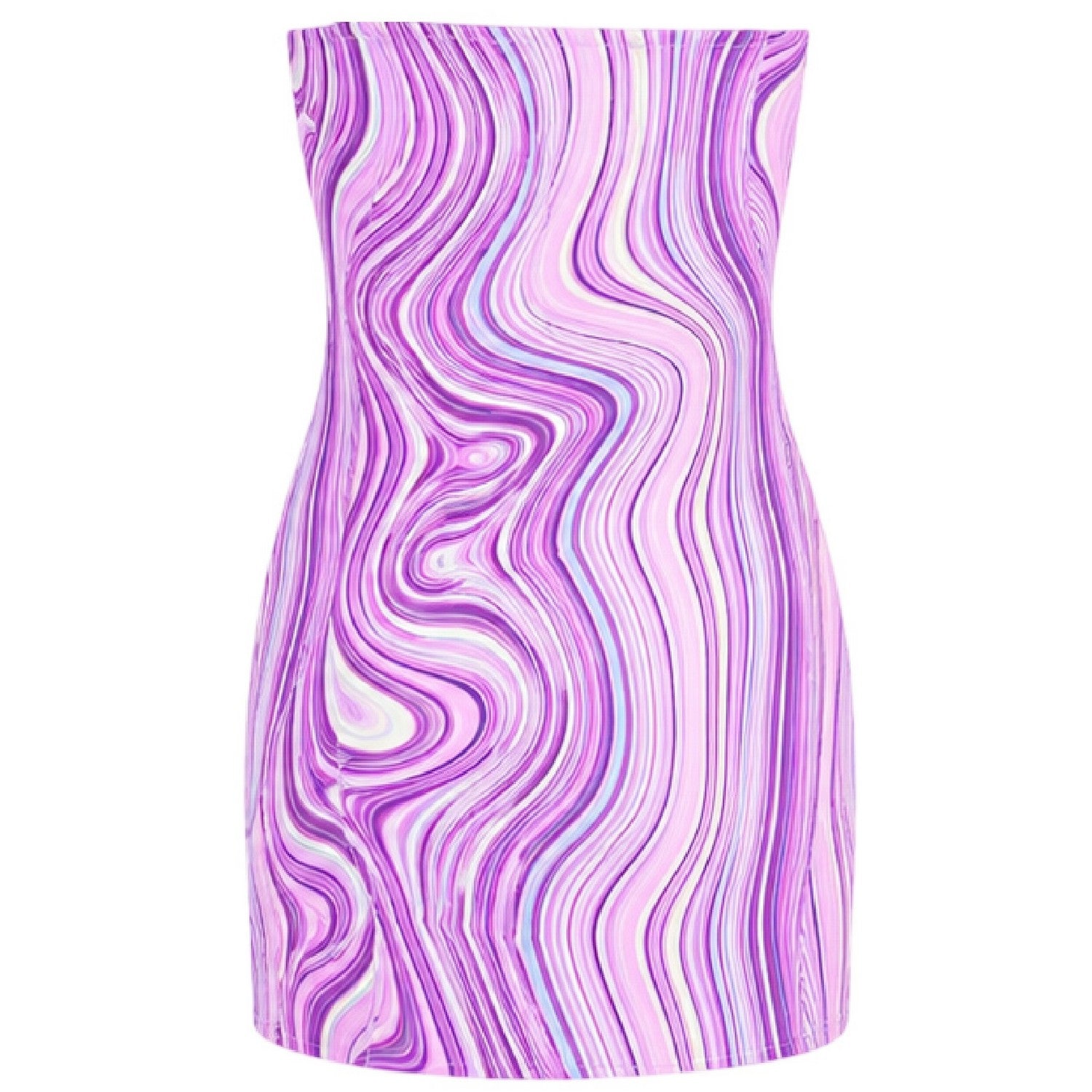 Purple - Back - Missy Empire Womens-Ladies Marble Bandeau Slim Mini Dress