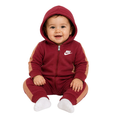 Red - Side - Nike Baby Polycotton Hooded Overalls