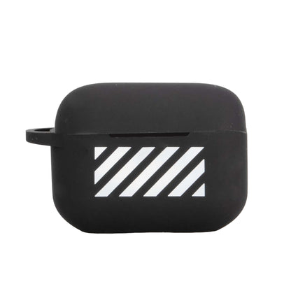 Black - Front - Off White Diagonal Silicone AirPod Pro Case