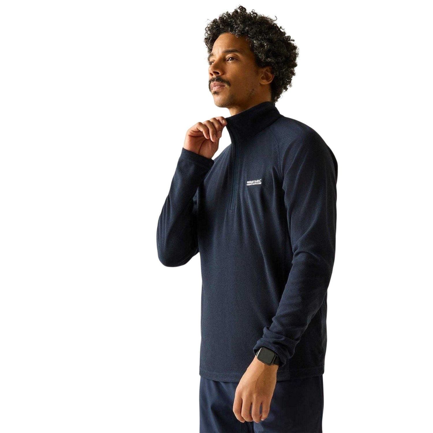 Navy - Side - Regatta Mens Quarter Zip Fleece Top