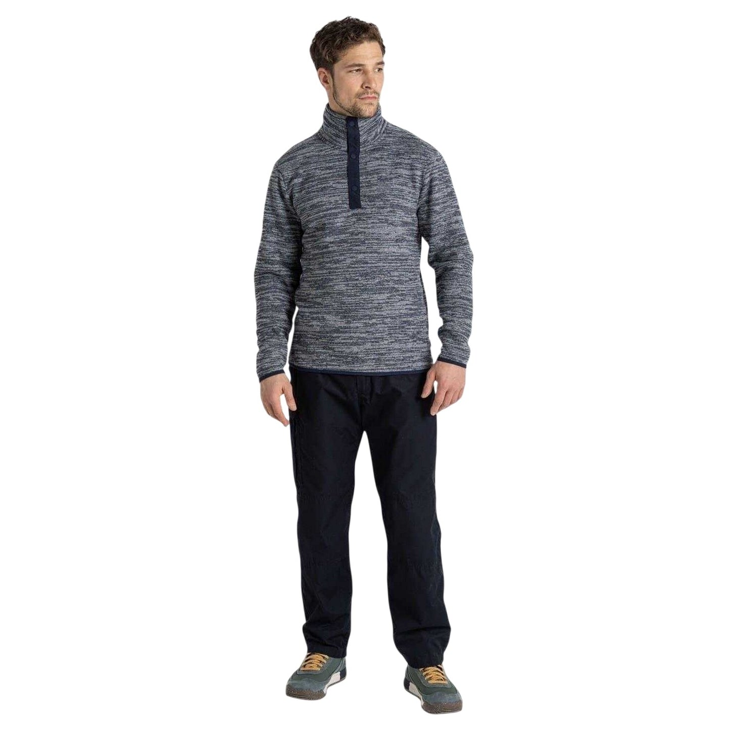 Blue Navy Marl - Side - Craghoppers Mens Finnian Long-Sleeved Fleece Top