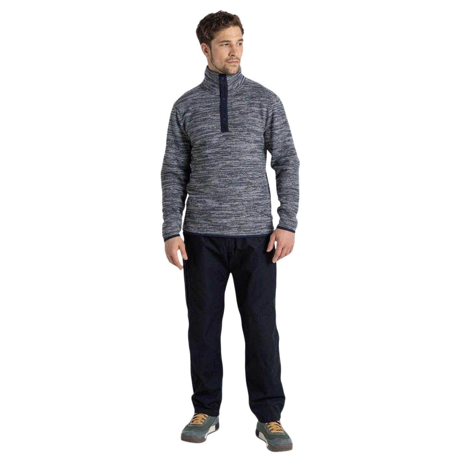 Blue Navy Marl - Side - Craghoppers Mens Finnian Long-Sleeved Fleece Top