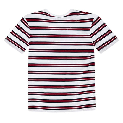 White-Pink - Back - Farah Childrens-Kids Tobago Striped Logo Regular T-Shirt