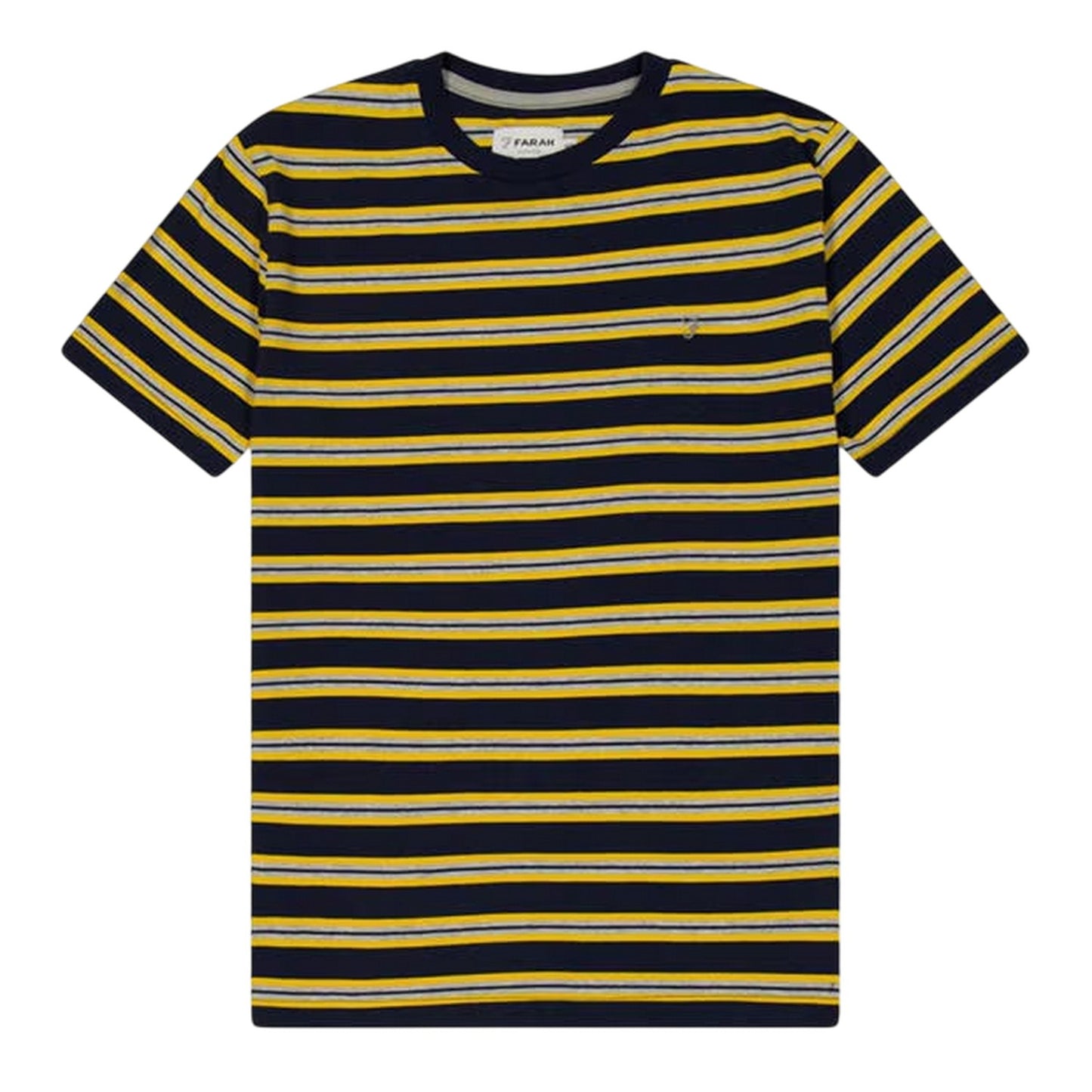 Yellow-Black - Front - Farah Childrens-Kids Tobago Striped Logo Regular T-Shirt