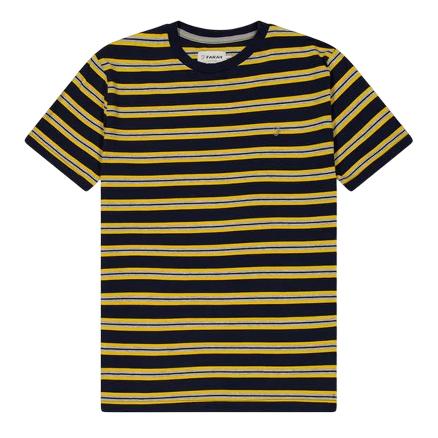 Yellow-Black - Front - Farah Childrens-Kids Tobago Striped Logo Regular T-Shirt