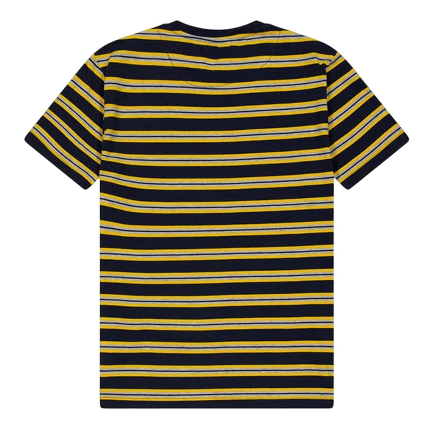Yellow-Black - Back - Farah Childrens-Kids Tobago Striped Logo Regular T-Shirt