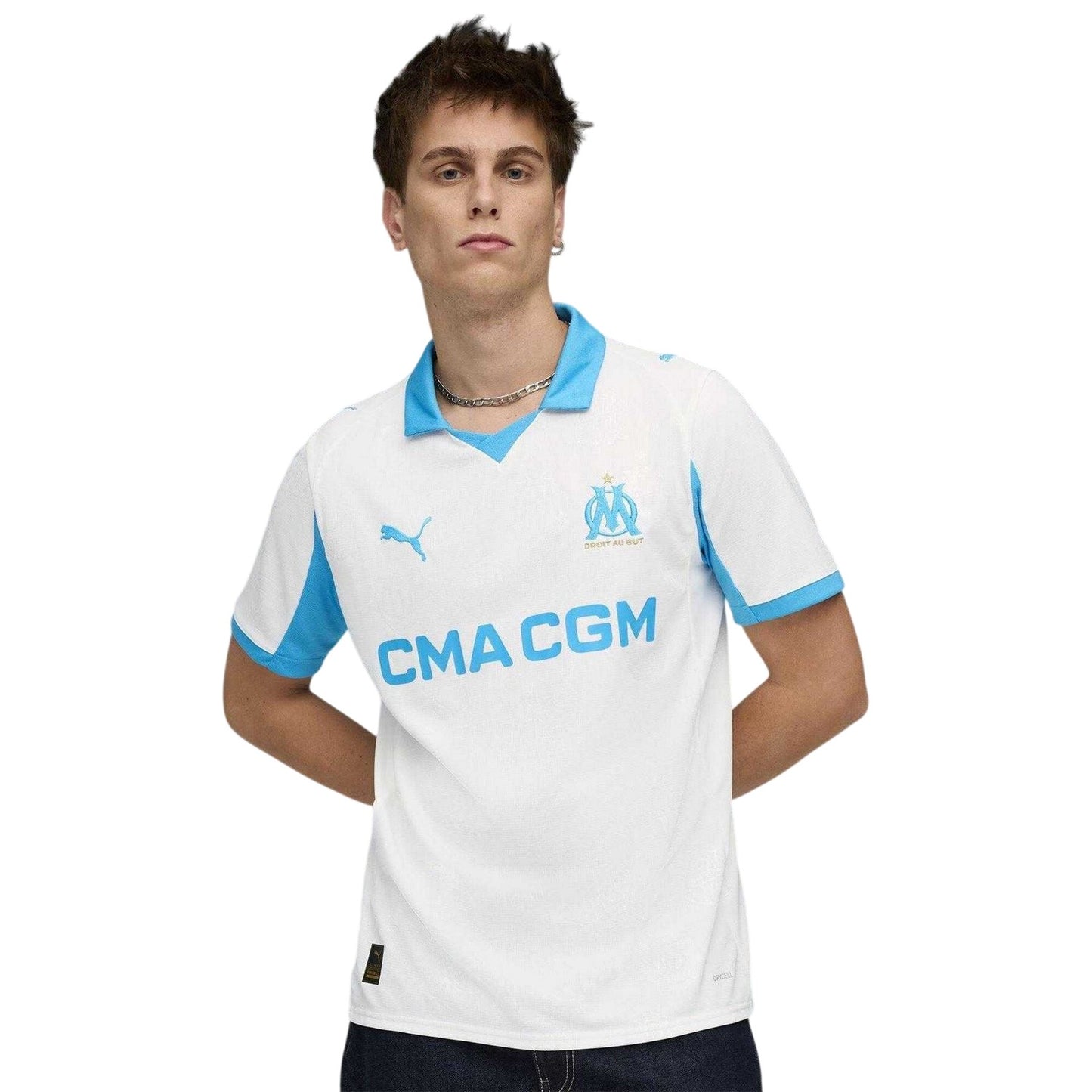 White-Blue - Side - Puma Unisex Adult 25-26 Olympique De Marseille FC Home Jersey