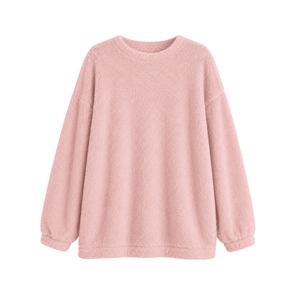Pink - Front - Missy Empire Womens-Ladies Borg Jumper Dress