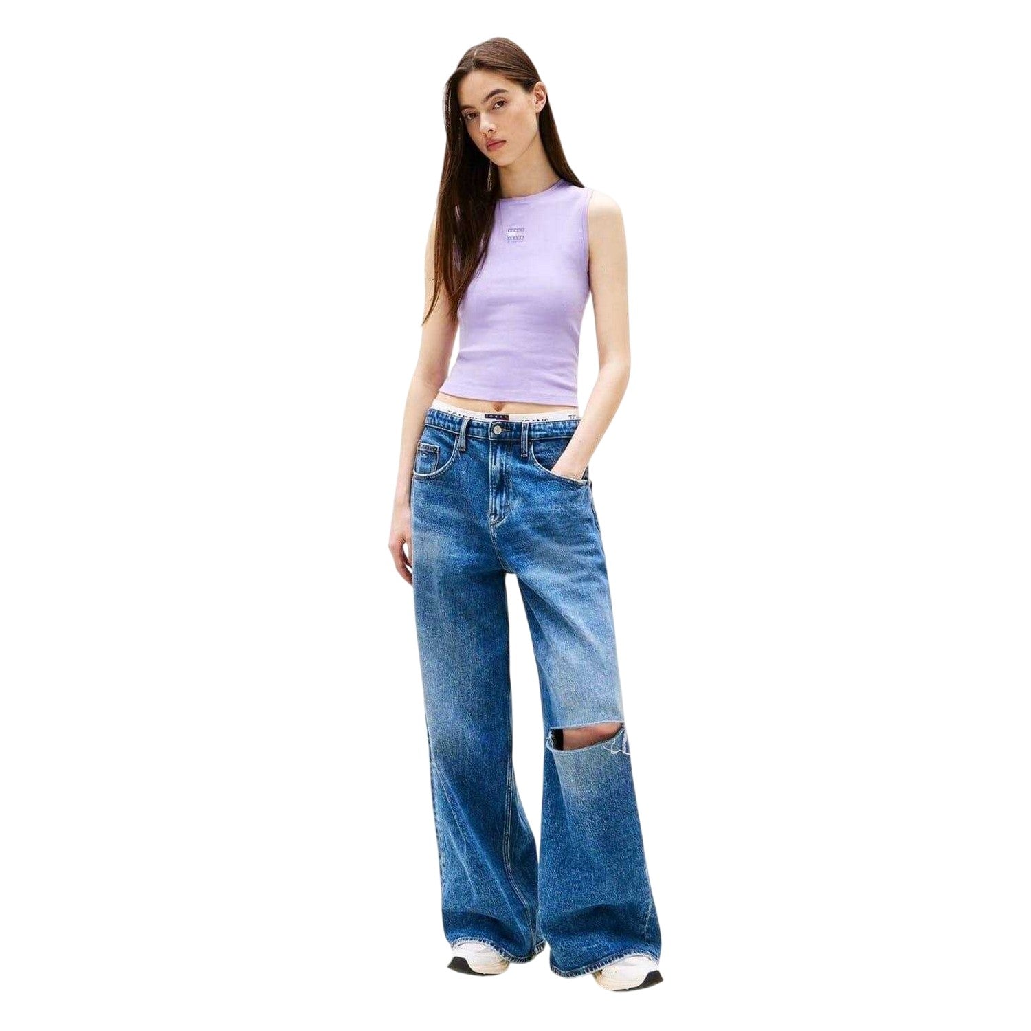 Amethyst Purple - Side - Tommy Jeans Womens-Ladies Slim Tank Top