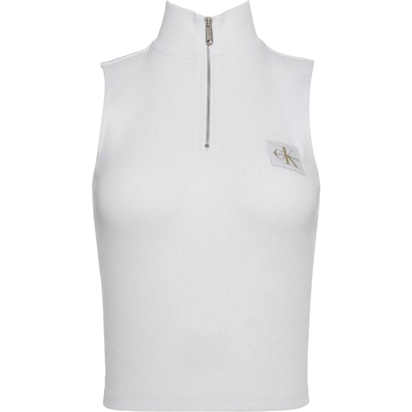 Brilliant White - Front - Calvin Klein Womens-Ladies Ribbed Slim Sleeveless Tank Top