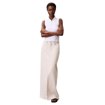 Brilliant White - Side - Calvin Klein Womens-Ladies Ribbed Slim Sleeveless Tank Top