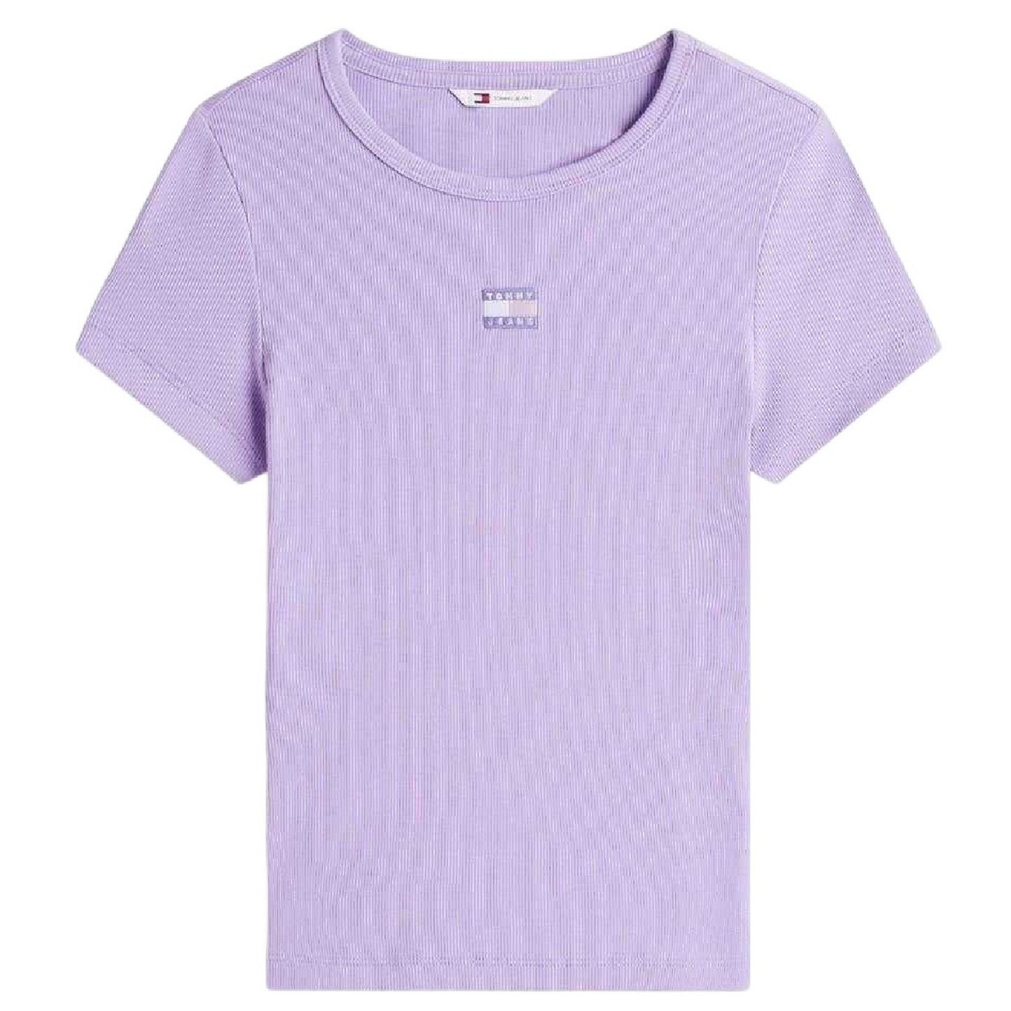 Purple - Front - Tommy Jeans Womens-Ladies Badge Ribbed Regular T-Shirt