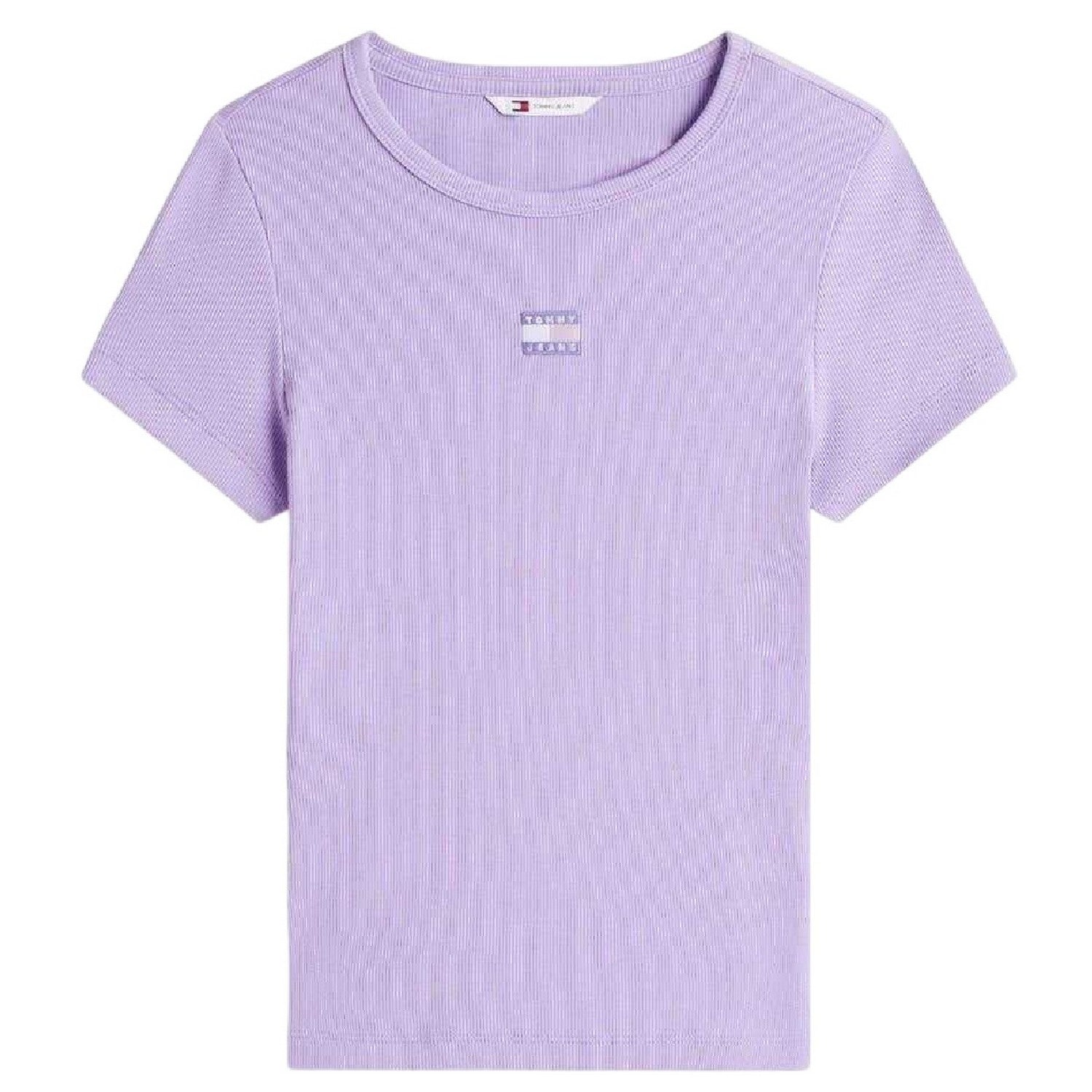Purple - Front - Tommy Jeans Womens-Ladies Badge Ribbed Regular T-Shirt