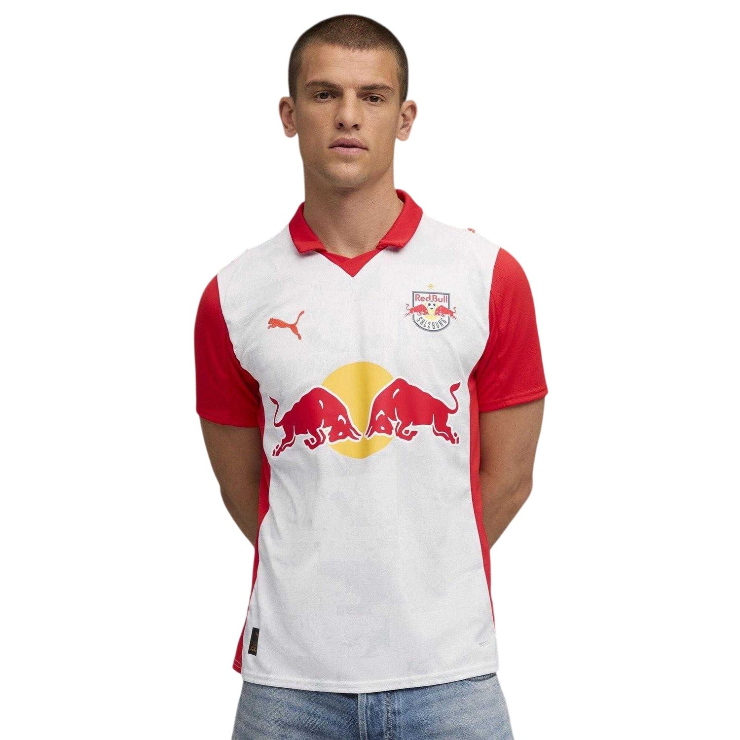 White-Red - Side - Puma Mens Salzburg 25-26 Red Bull Home Jersey