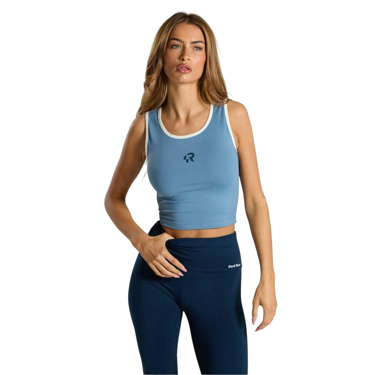 Blue Beige - Side - Red Run Womens-Ladies Baby Logo Cropped Slim Tank Top