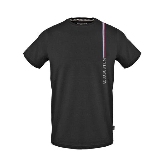 Black - Front - Aquascutum Mens Crew Neck Regular T-Shirt