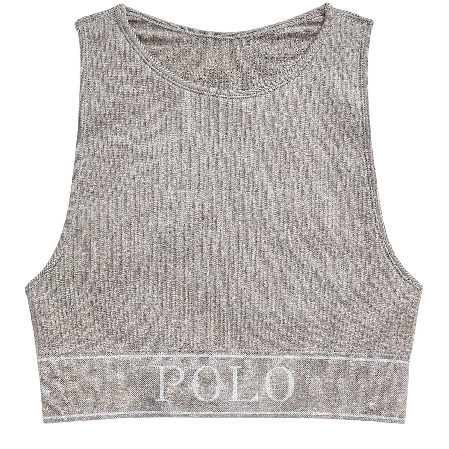 Heather Grey - Front - Ralph Lauren Womens-Ladies Crew Neck Slim Tank Top