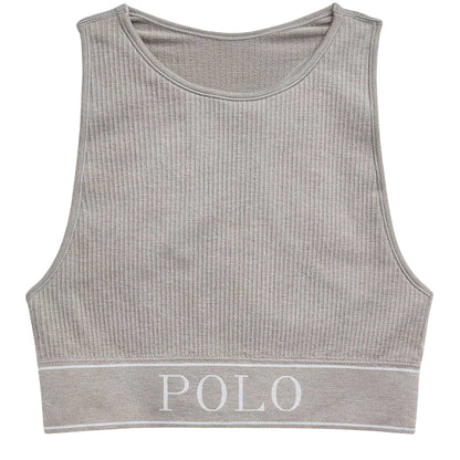 Heather Grey - Front - Ralph Lauren Womens-Ladies Crew Neck Slim Tank Top
