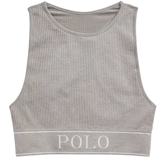 Heather Grey - Front - Ralph Lauren Womens-Ladies Crew Neck Slim Tank Top
