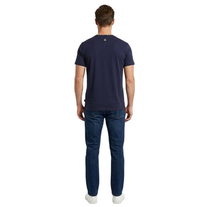 Navy - Back - Aquascutum Mens Lettering T-Shirt