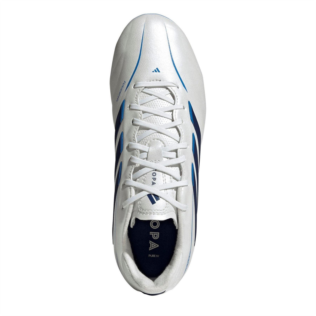 White-Black-Blue - Pack Shot - Adidas Childrens-Kids Copa Pure IV League Flexible Ground Football Boots