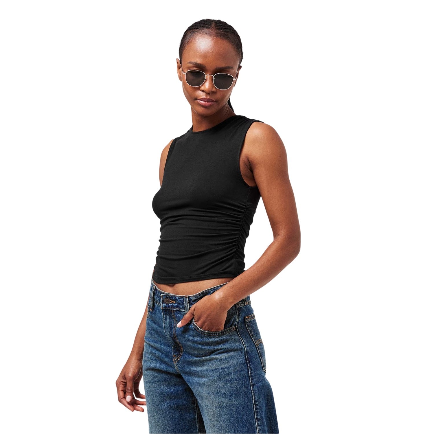 Anthracite - Side - Levis Womens-Ladies Crystal Slim Tank Top