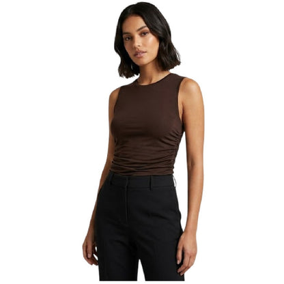 Brown - Side - Levis Womens-Ladies Crystal Slim Tank Top