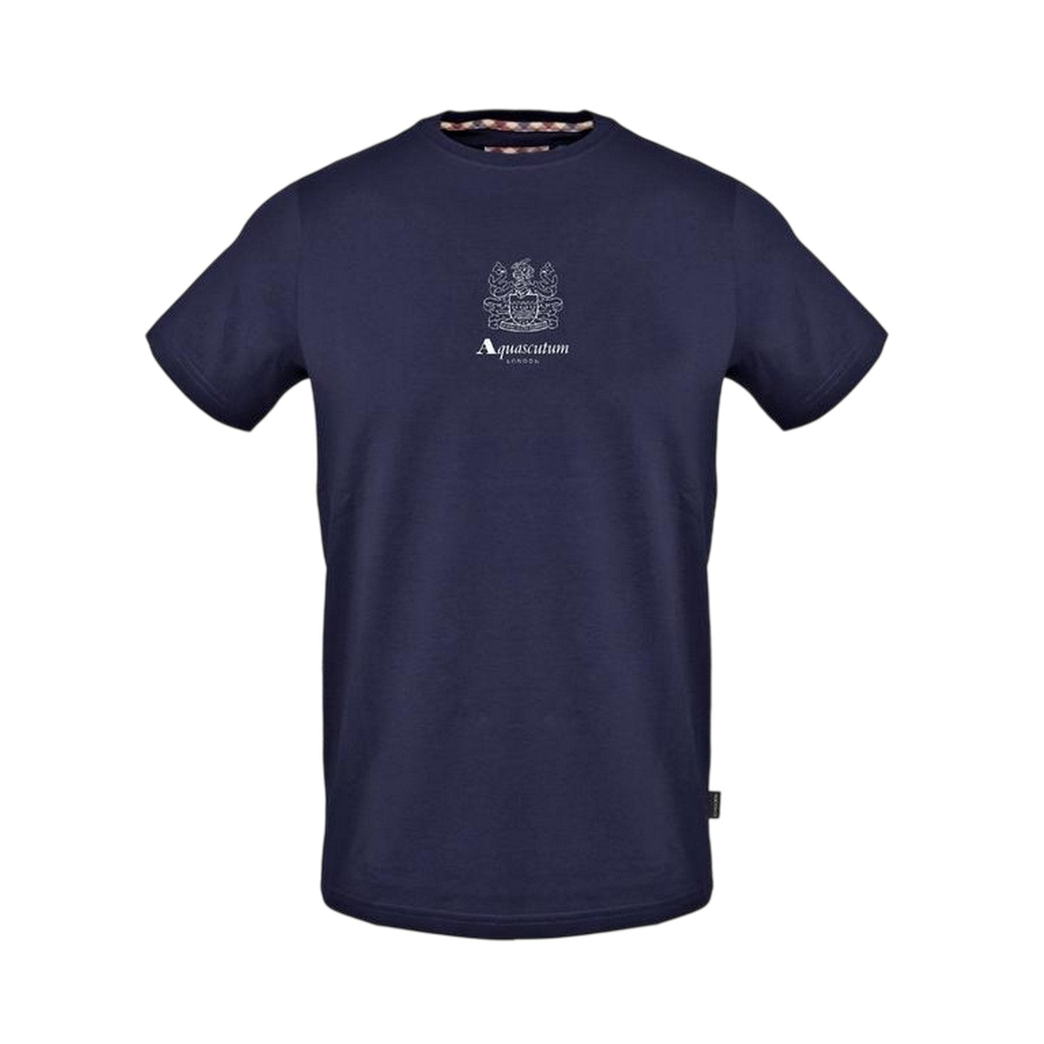 Navy - Front - Aquascutum Mens Logo Crew Neck Regular T-Shirt