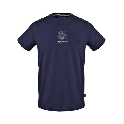 Navy - Front - Aquascutum Mens Logo Crew Neck Regular T-Shirt