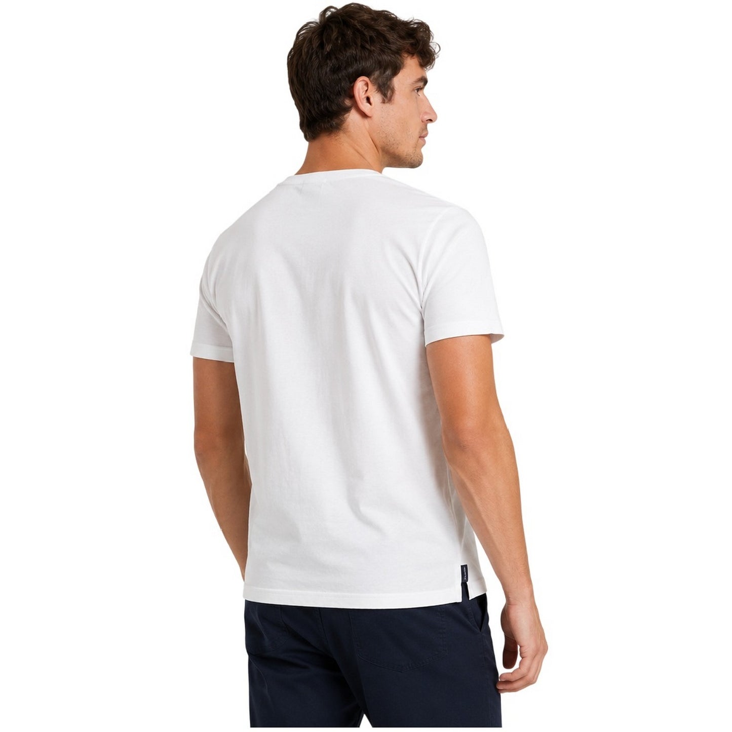 White - Lifestyle - Aquascutum Mens Logo Jersey Crew Neck T-Shirt