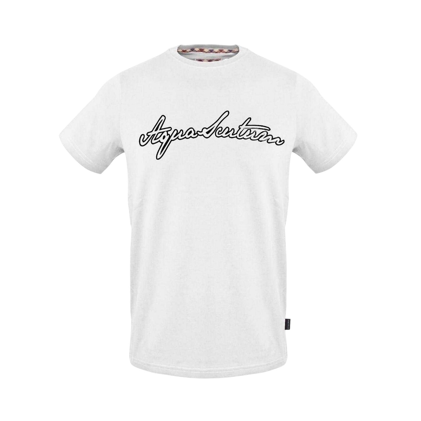 White - Front - Aquascutum Mens Logo Jersey Crew Neck T-Shirt