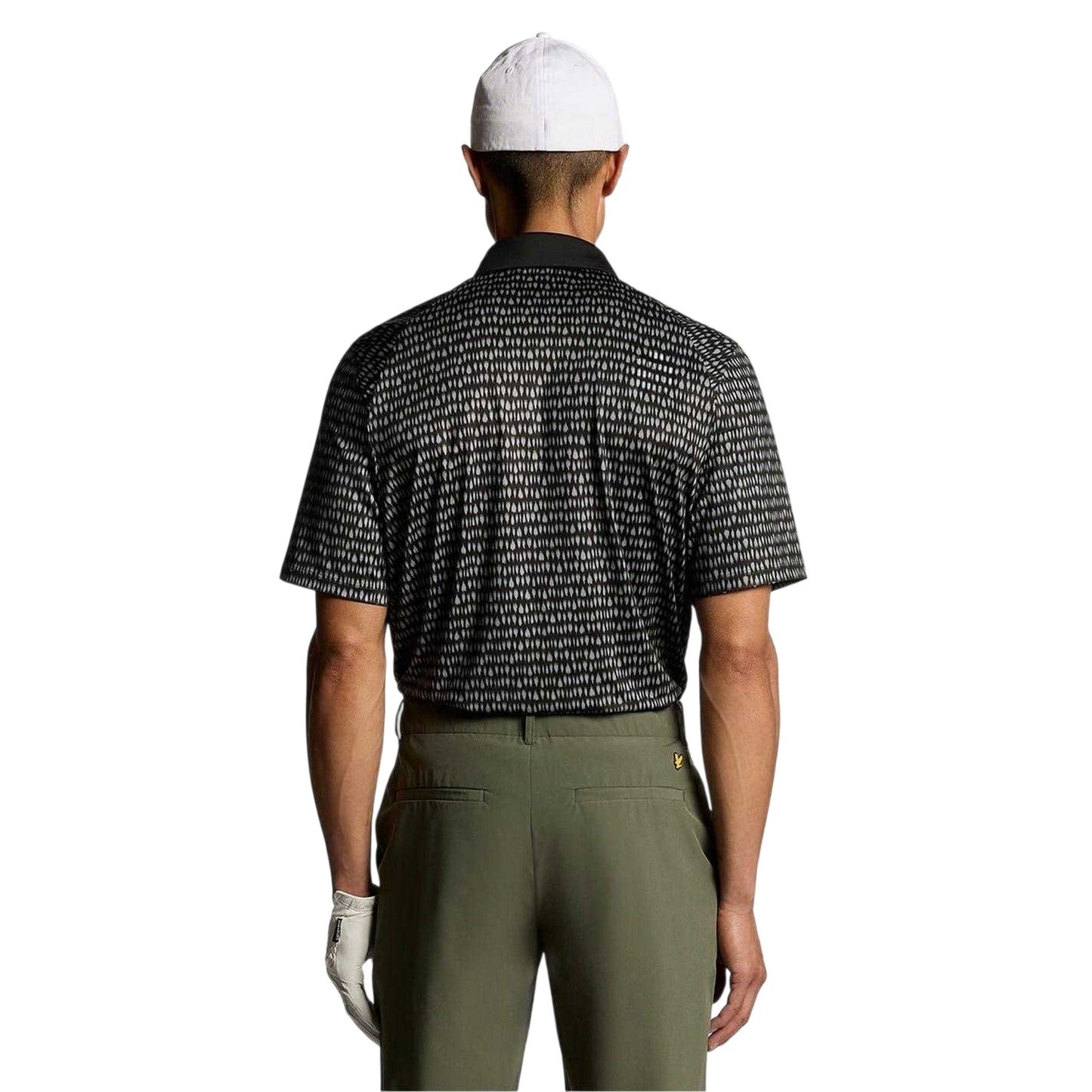 Jet Black - Back - Lyle & Scott Mens Patterned Golf Polo Shirt