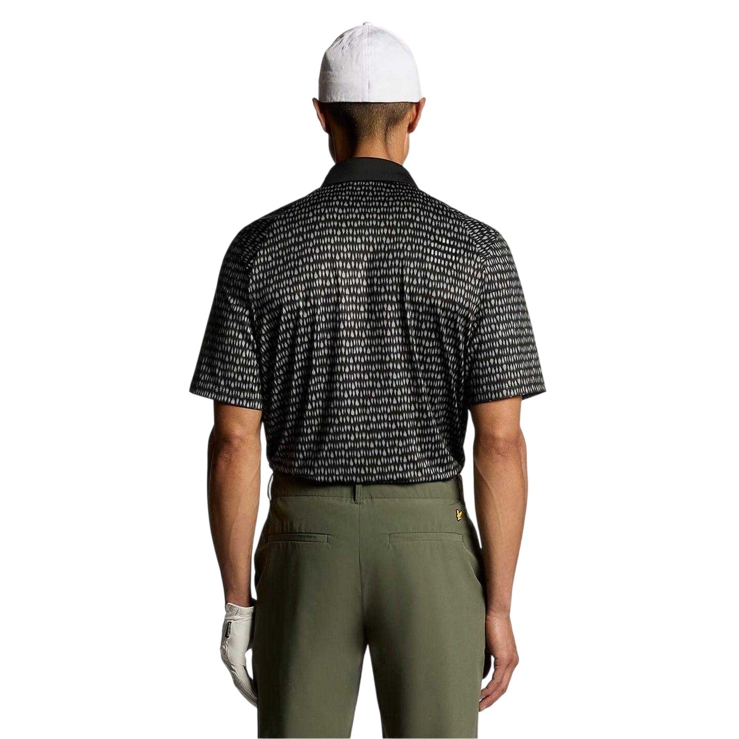 Jet Black - Back - Lyle & Scott Mens Patterned Golf Polo Shirt