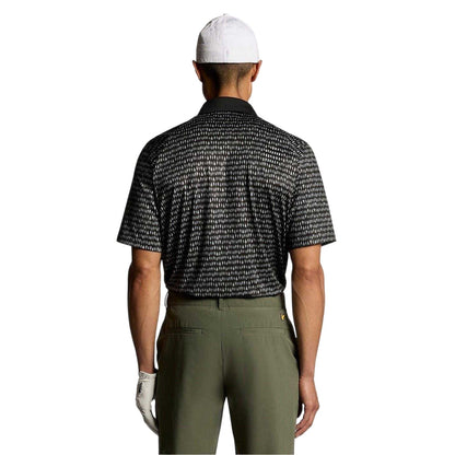 Jet Black - Back - Lyle & Scott Mens Patterned Golf Polo Shirt