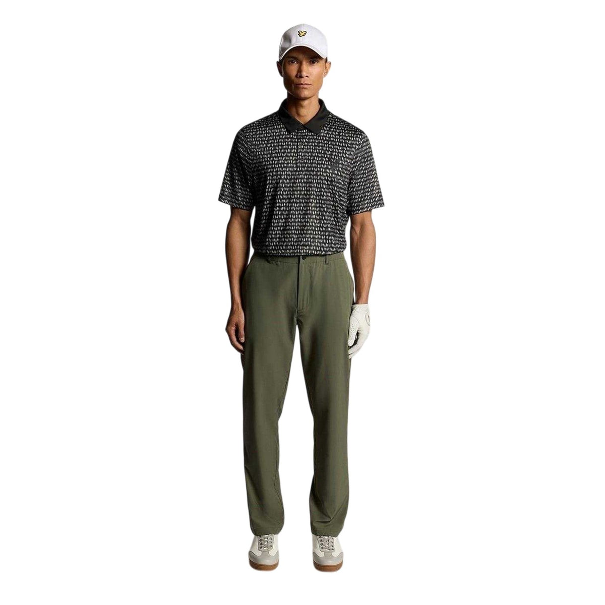 Jet Black - Side - Lyle & Scott Mens Patterned Golf Polo Shirt
