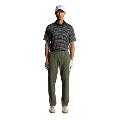 Jet Black - Side - Lyle & Scott Mens Patterned Golf Polo Shirt