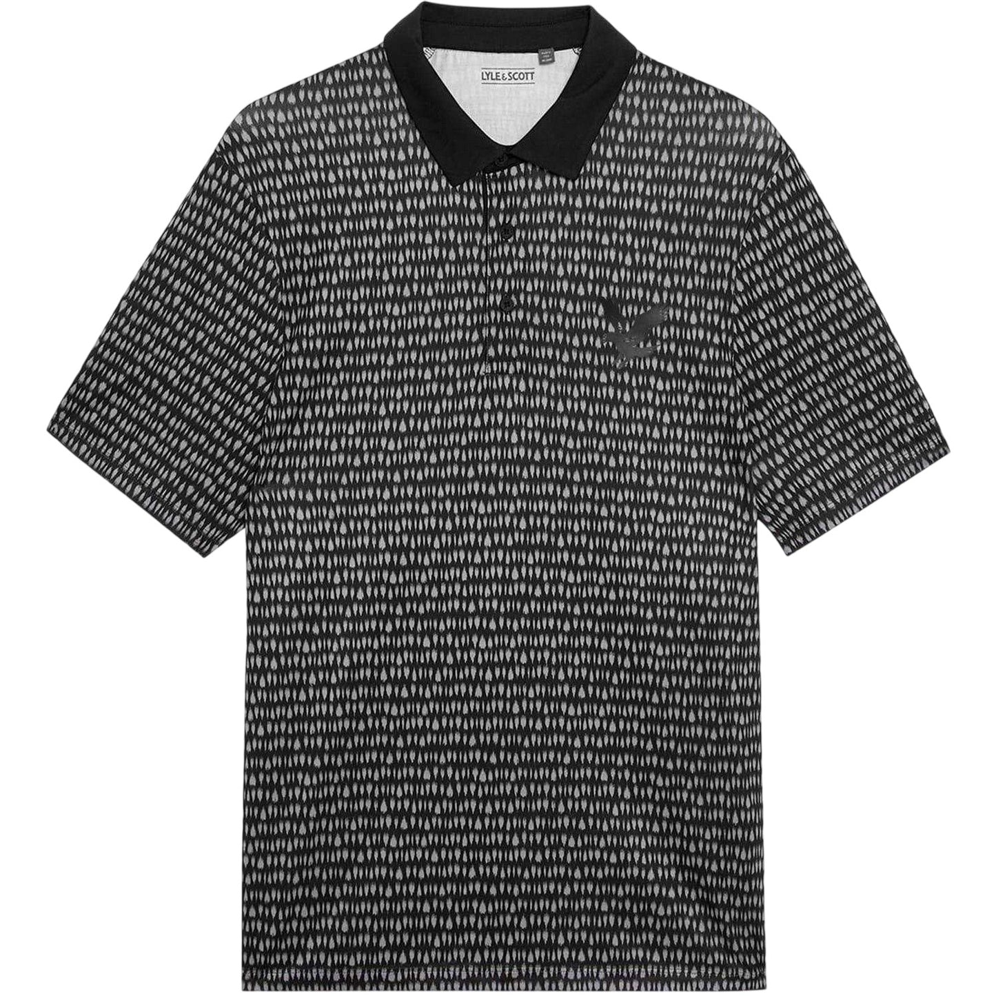 Jet Black - Front - Lyle & Scott Mens Patterned Golf Polo Shirt