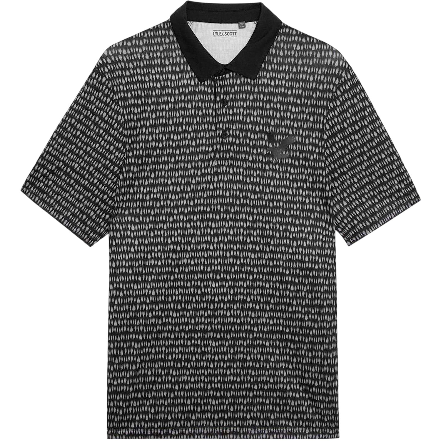 Jet Black - Front - Lyle & Scott Mens Patterned Golf Polo Shirt