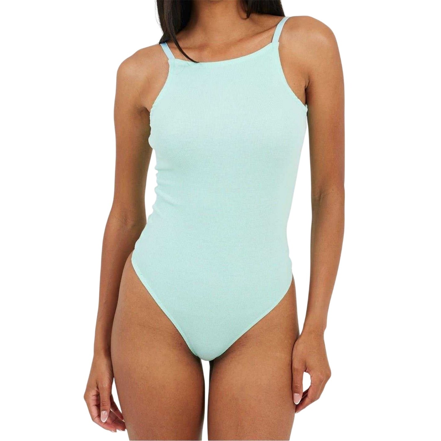 Sea Green - Front - Brave Soul Womens-Ladies Ribbed Fitted Bodysuit