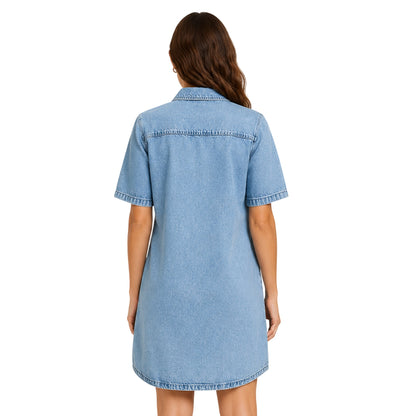 Light Blue - Back - Noisy May Womens-Ladies Denim Shirt Dress
