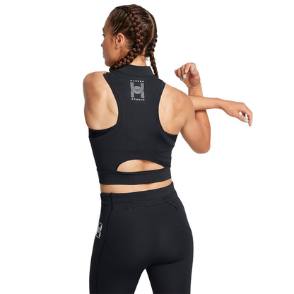 Black - Side - Under Armour Womens-Ladies Running Vest Top