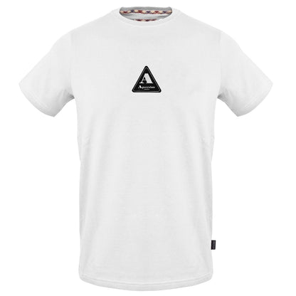 White - Front - Aquascutum Mens Logo Jersey Crew Neck T-Shirt