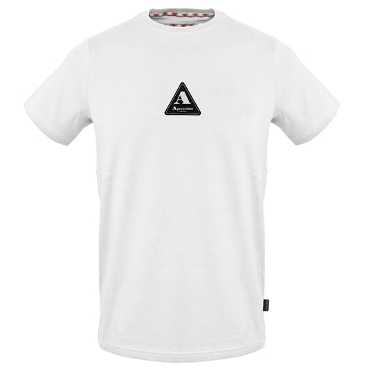 White - Front - Aquascutum Mens Logo Jersey Crew Neck T-Shirt