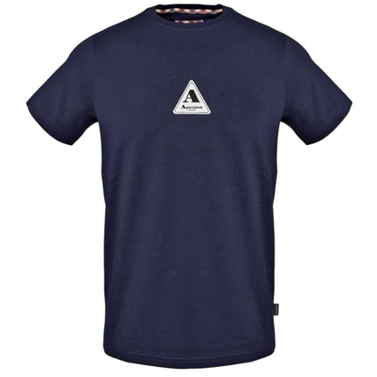 Navy - Front - Aquascutum Mens Logo Jersey Crew Neck T-Shirt